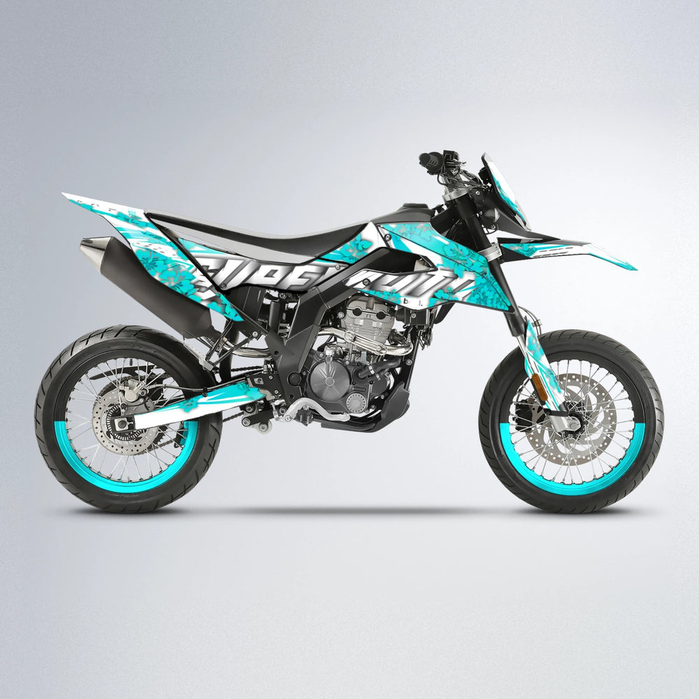 WNICOO Aprilia SX 125 supermoto graphics kit in Teal