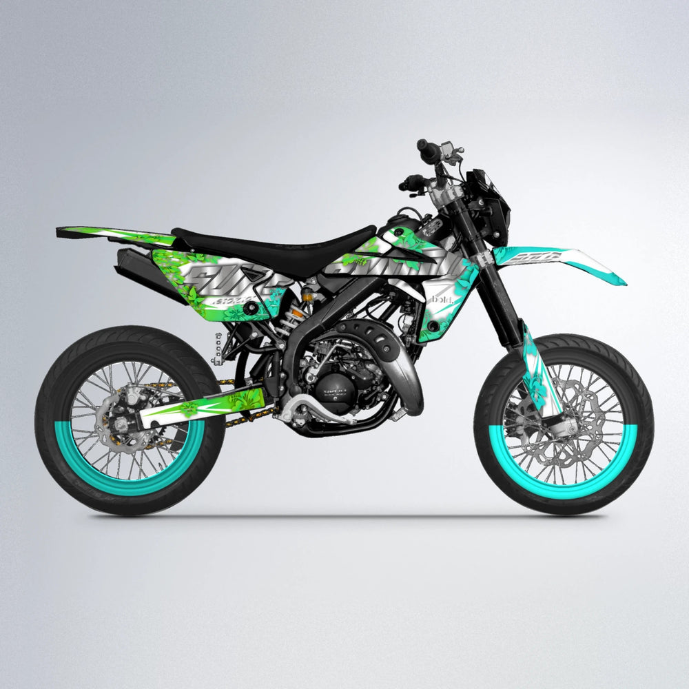 WNICOO Rieju MRT supermoto graphics kit in Cyan & Green