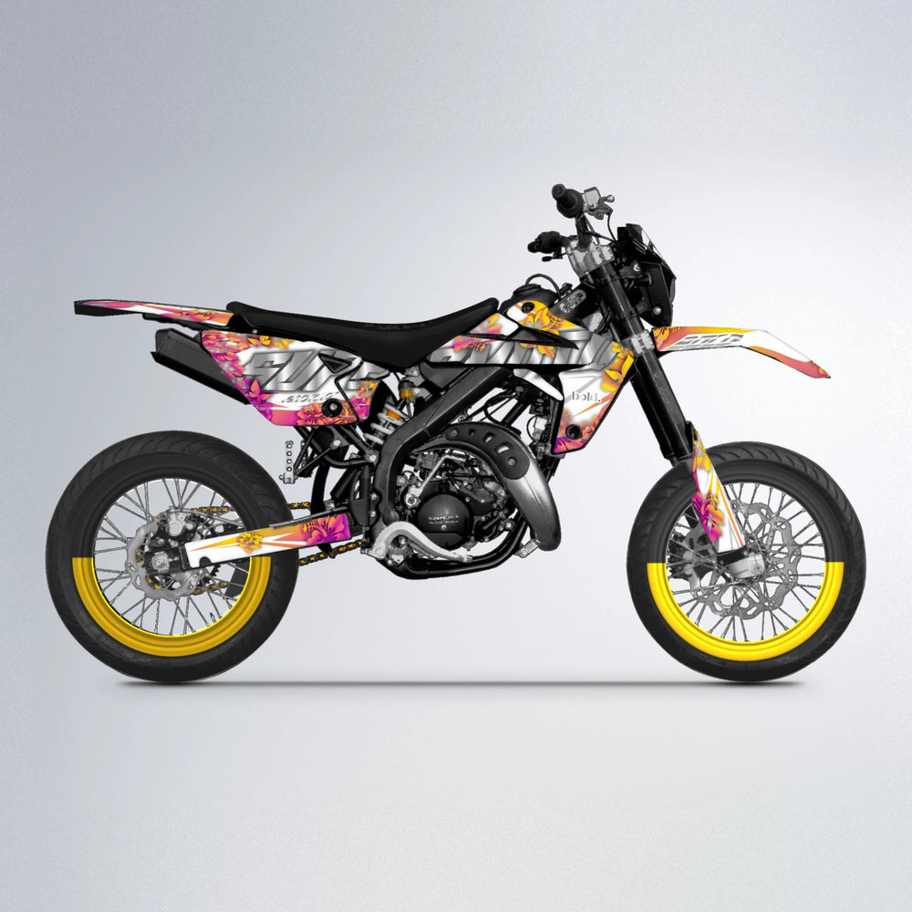 WNICOO Rieju MRT supermoto graphics kit in Pink & Yellow