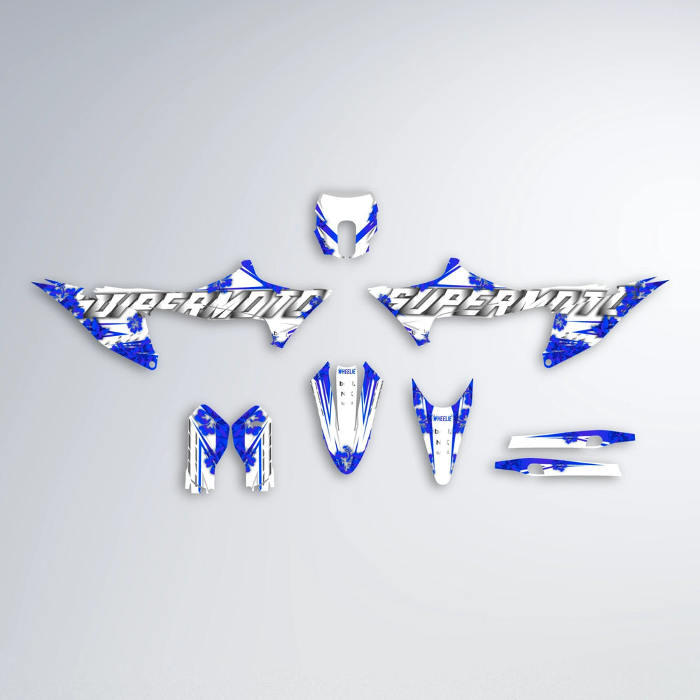 WNICOO Stark Varg MX graphics kit parts layout in Blue