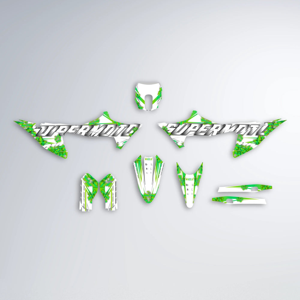 WNICOO Stark Varg MX graphics kit parts layout in Green