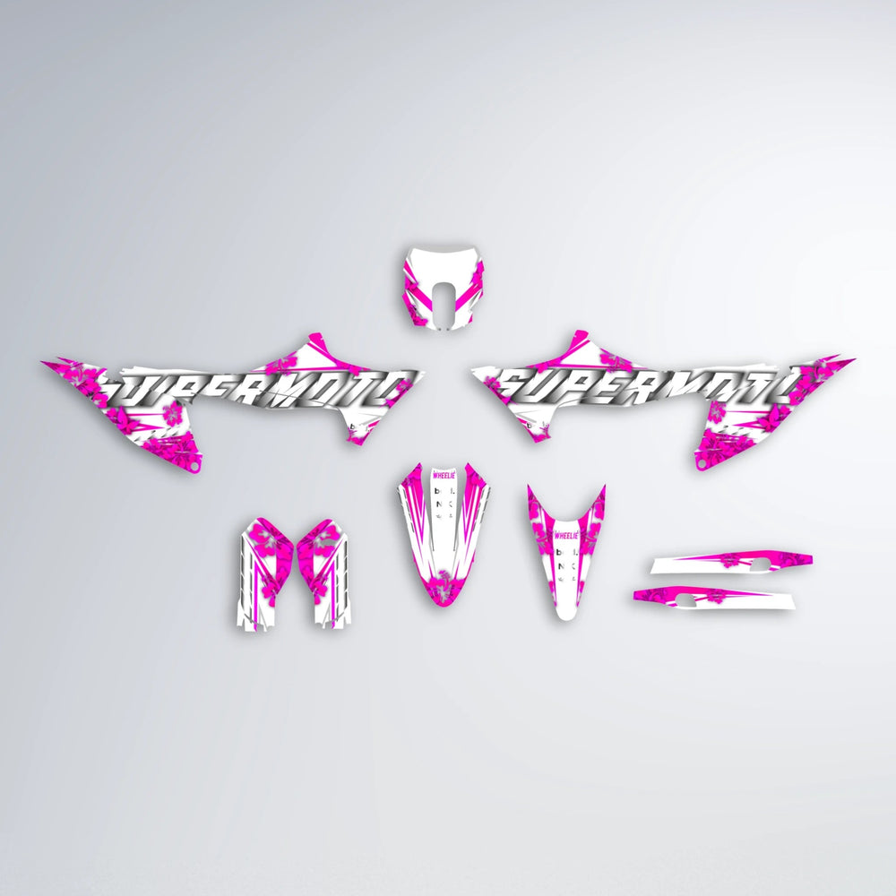 WNICOO Stark Varg MX graphics kit parts layout in Pink