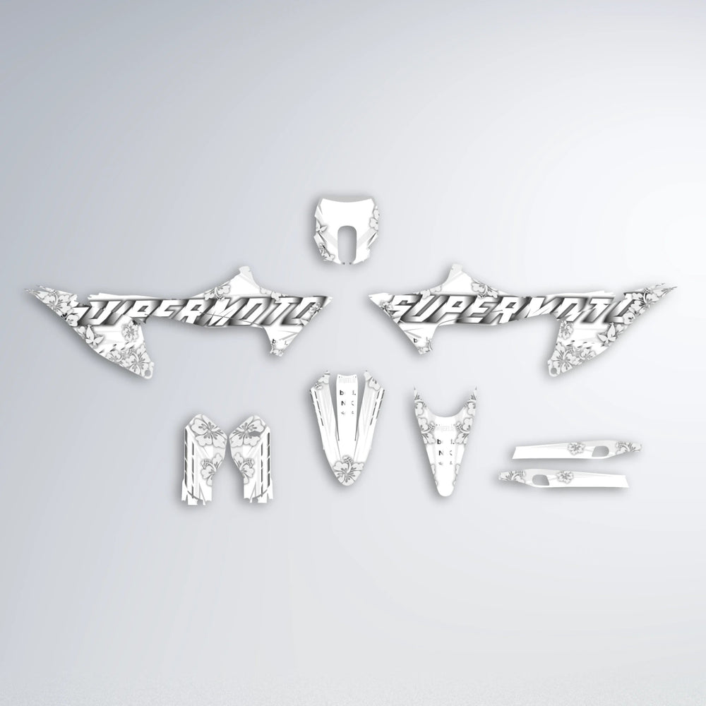 WNICOO Stark Varg MX graphics kit parts layout in White