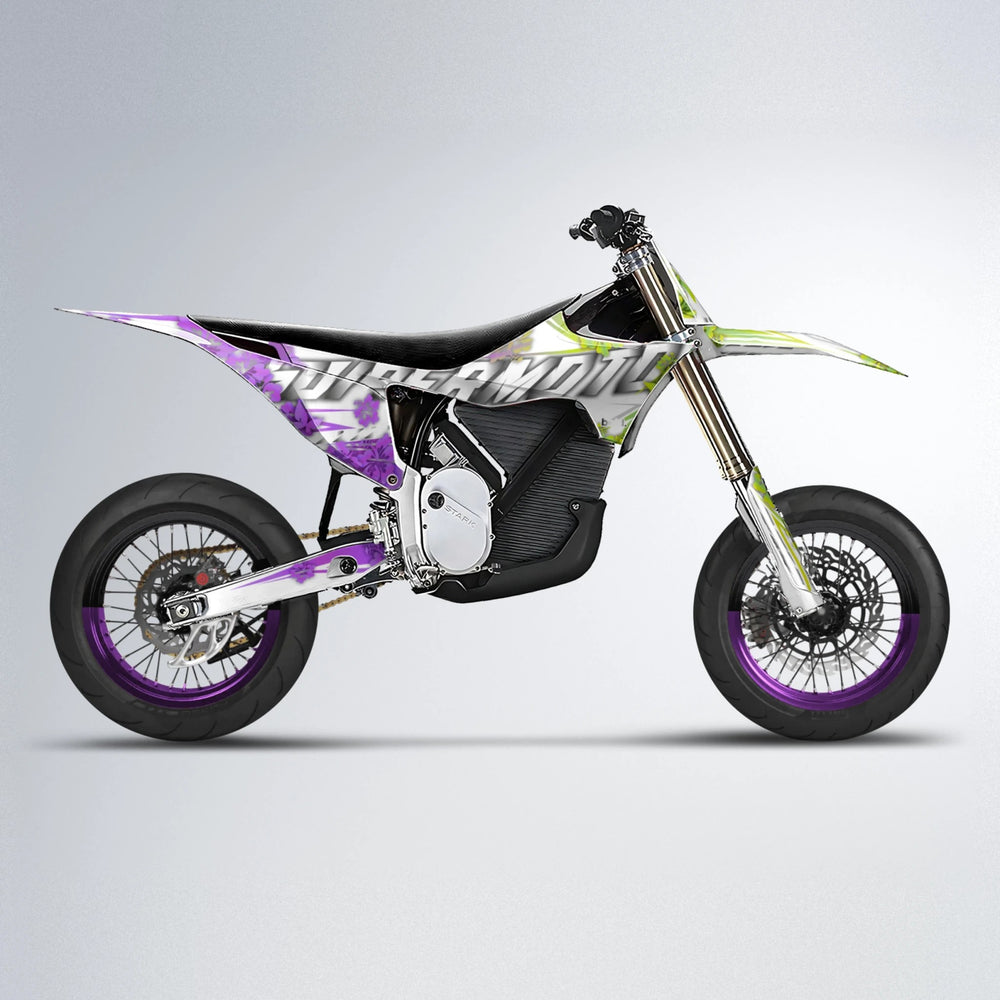 WNICOO Stark Varg SM supermoto graphics kit in Purple & Yellow