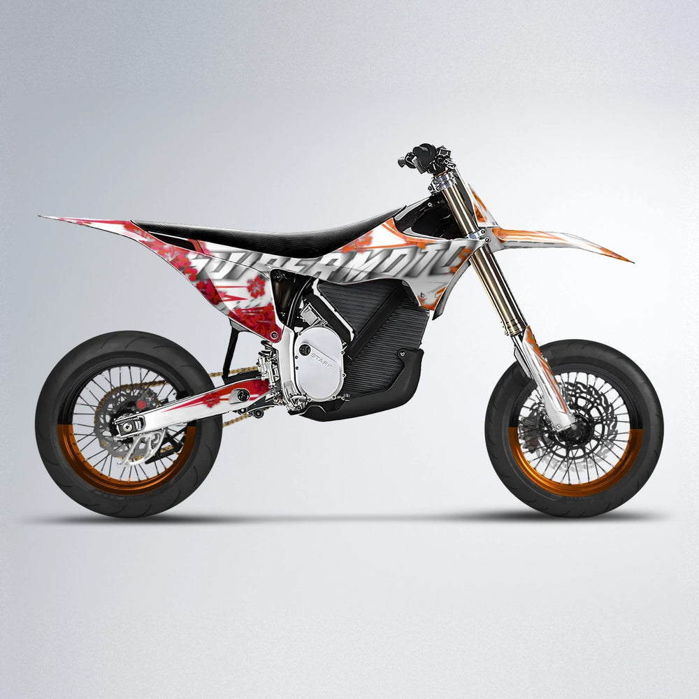 WNICOO Stark Varg SM supermoto graphics kit in Red & Orange