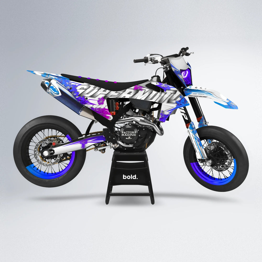 WNICOO supermoto graphics kit in Blue Purple Fade
