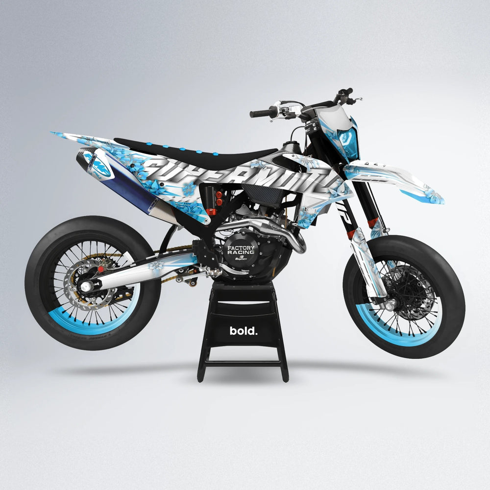 WNICOO supermoto graphics kit in Light Blue & White