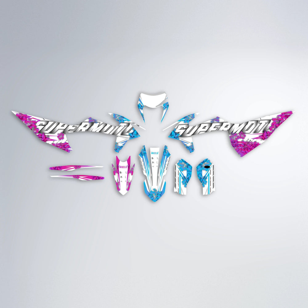 WNICOO graphics kit parts layout in Pink & Light Blue