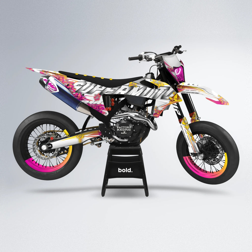WNICOO supermoto graphics kit in Pink & Yellow