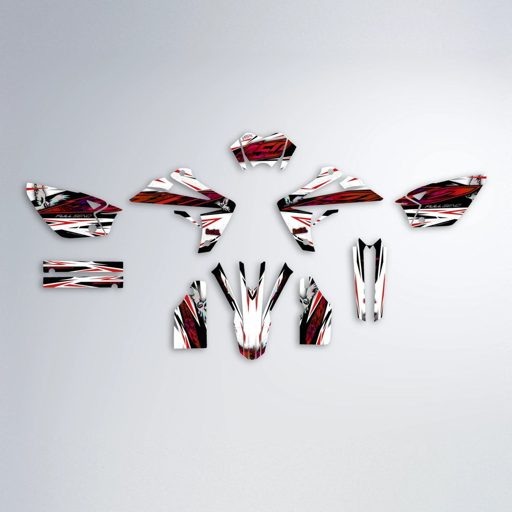 ZAPP Rieju MRT graphics kit parts layout in Red