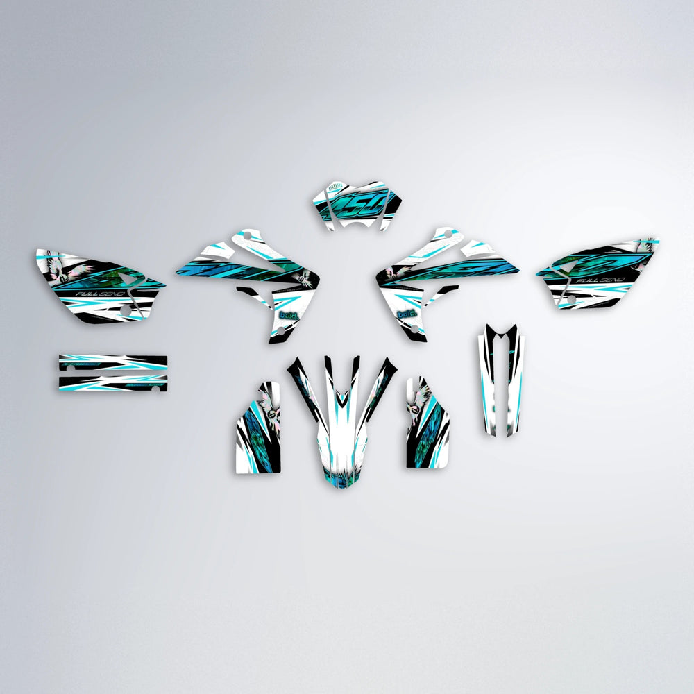 ZAPP Rieju MRT graphics kit parts layout in Teal