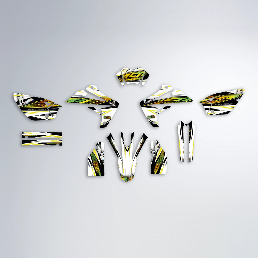 ZAPP Rieju MRT graphics kit parts layout in Yellow