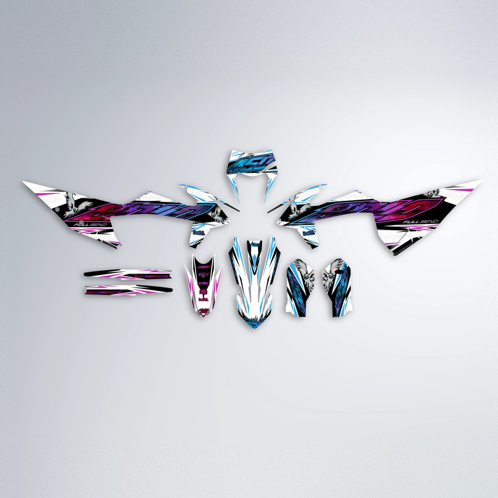 ZAPP graphics kit parts layout in Pink & Light Blue