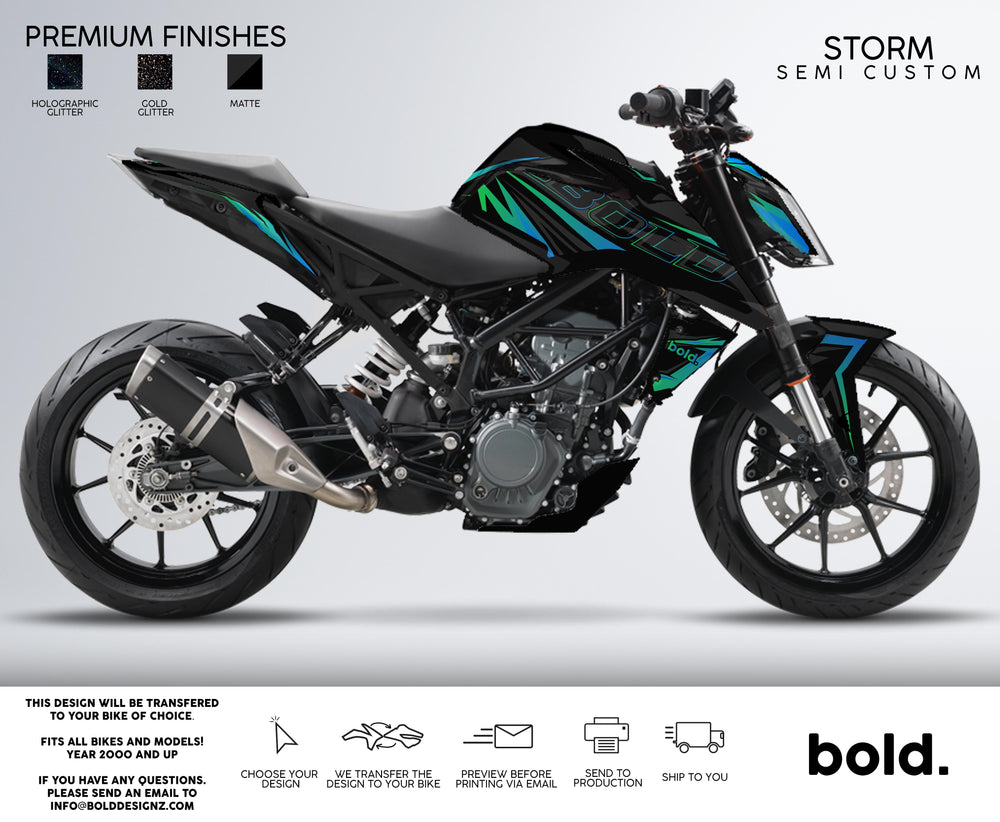 STORM KTM Duke graphics kit in Teal