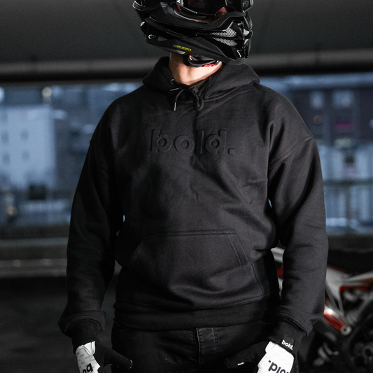 bold. Black Embossed Hoodie