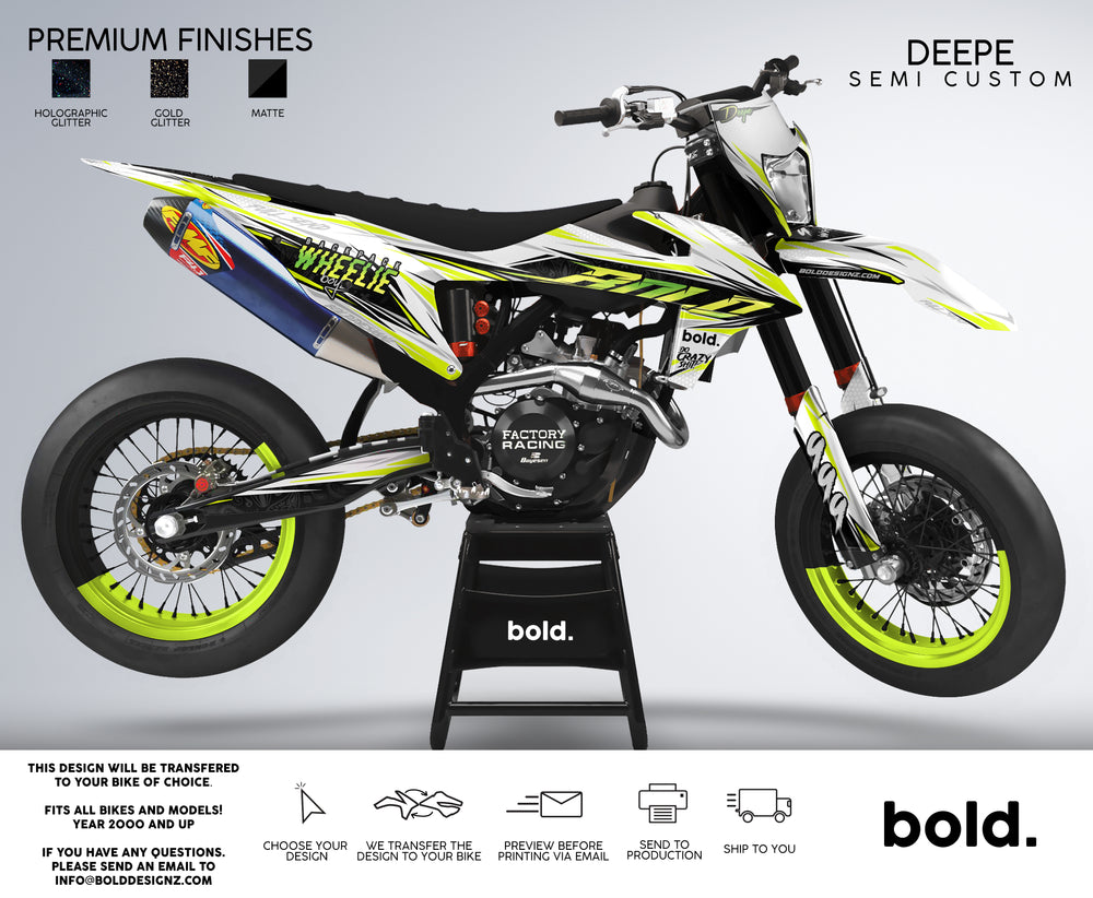 DEEPE supermoto graphics kit in Yellow