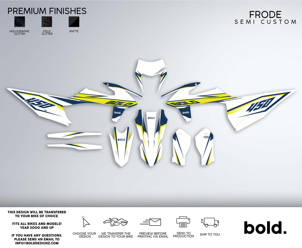 FRODE supermoto graphics kit in Yellow