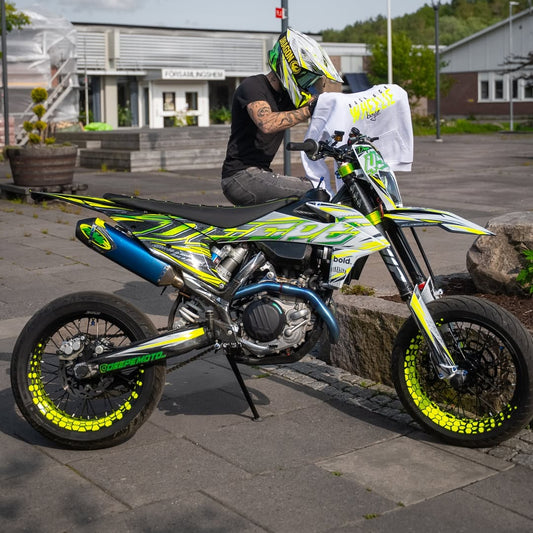 Hexagon 50/50 Supermoto Wheel Graphics - Bicolor Wheel Wraps