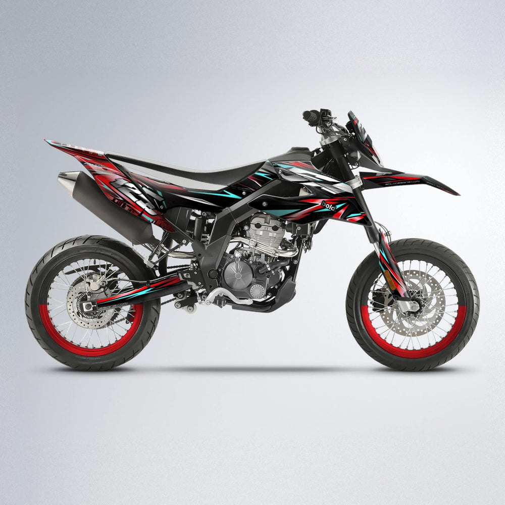 ADVANCE Aprilia SX 125 supermoto graphics kit in Black & Red