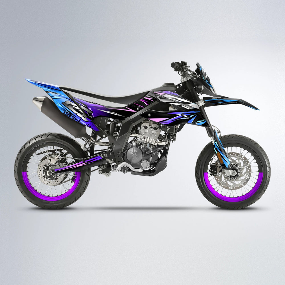 ADVANCE Aprilia SX 125 supermoto graphics kit in Blue Purple Fade