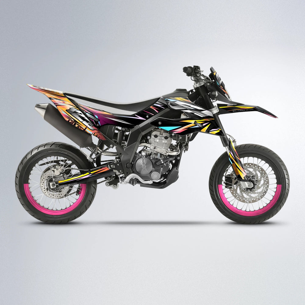 ADVANCE Aprilia SX 125 supermoto graphics kit in Pink & Yellow