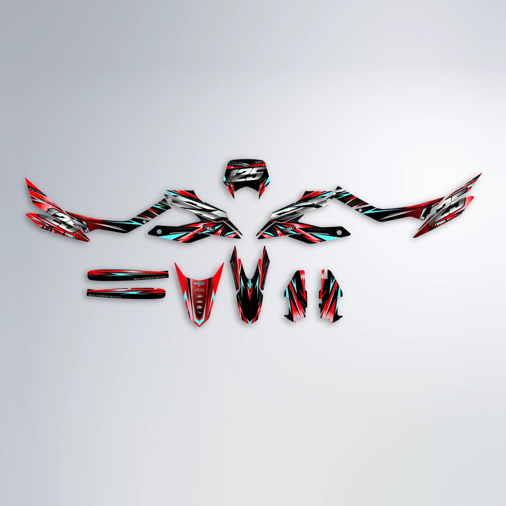 ADVANCE Aprilia SX 125 graphics kit parts layout in Red