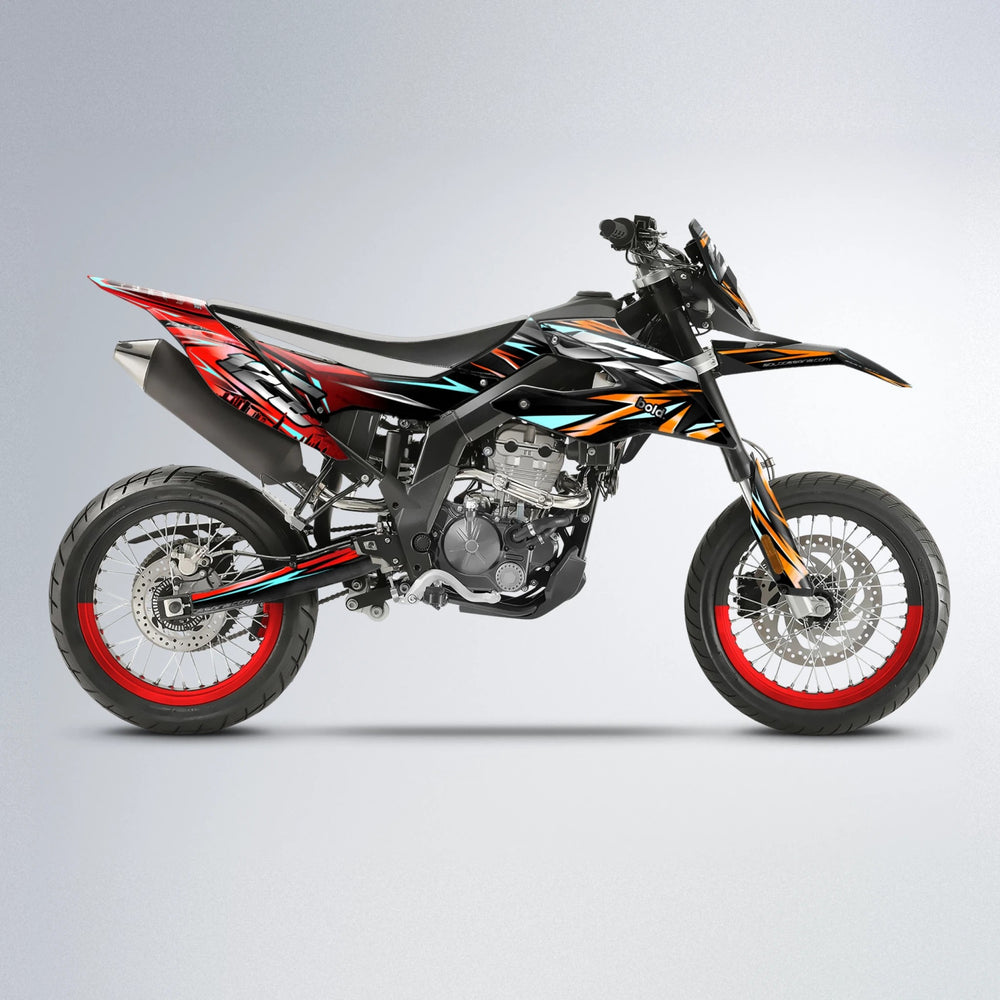 ADVANCE Aprilia SX 125 supermoto graphics kit in Red & Orange