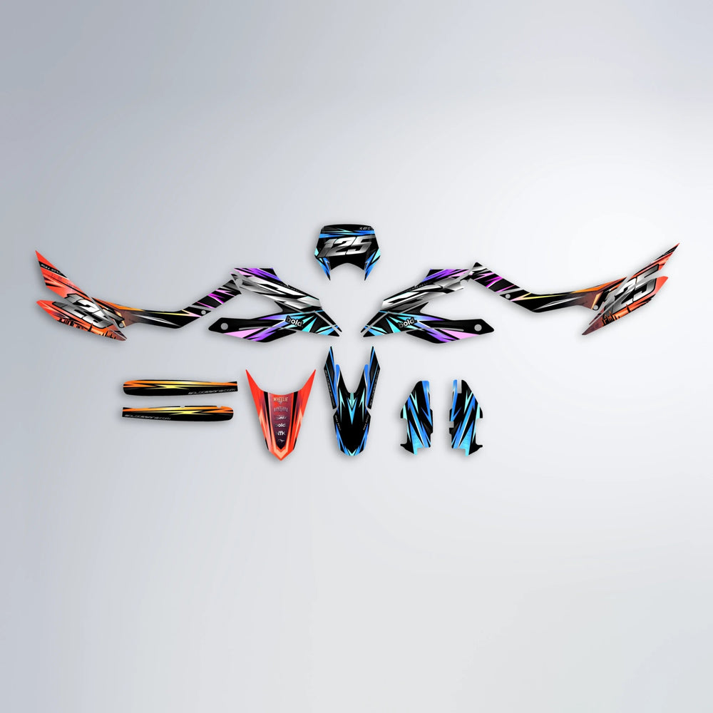 ADVANCE Aprilia SX 125 graphics kit parts layout in Sunset Fade