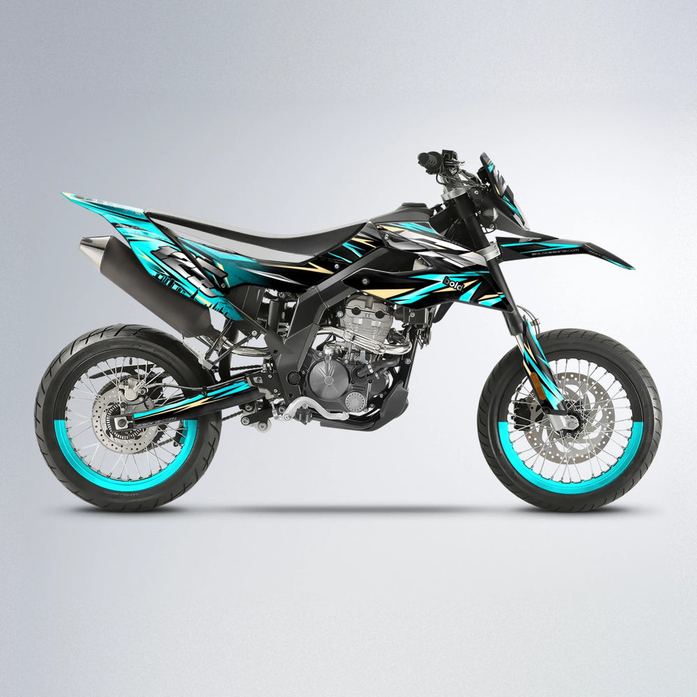 ADVANCE Aprilia SX 125 supermoto graphics kit in Teal