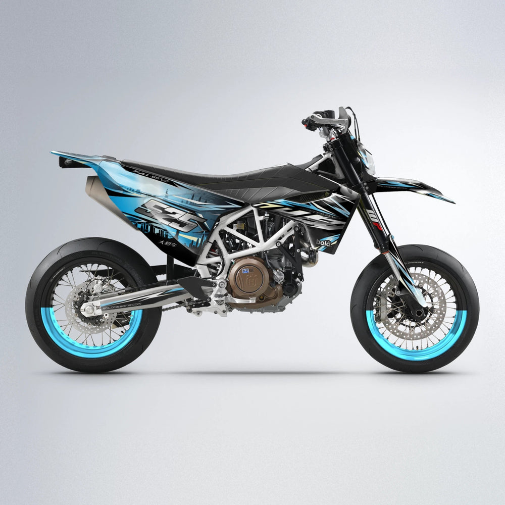 ADVANCE Husqvarna 701 supermoto graphics kit in Light Blue & White