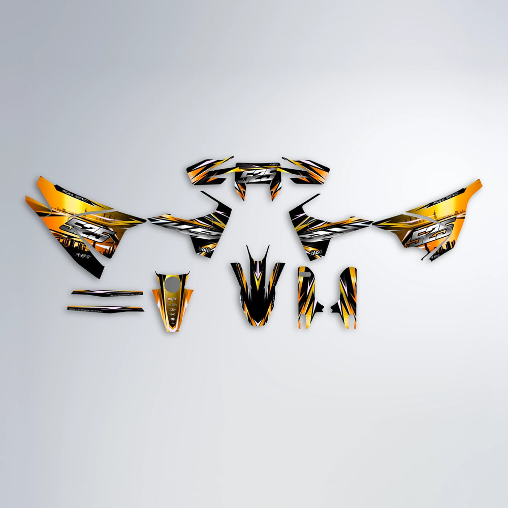 ADVANCE Husqvarna 701 graphics kit parts layout in Orange & Yellow