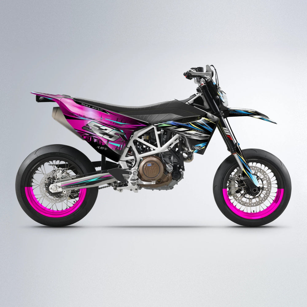 ADVANCE Husqvarna 701 supermoto graphics kit in Pink & Light Blue