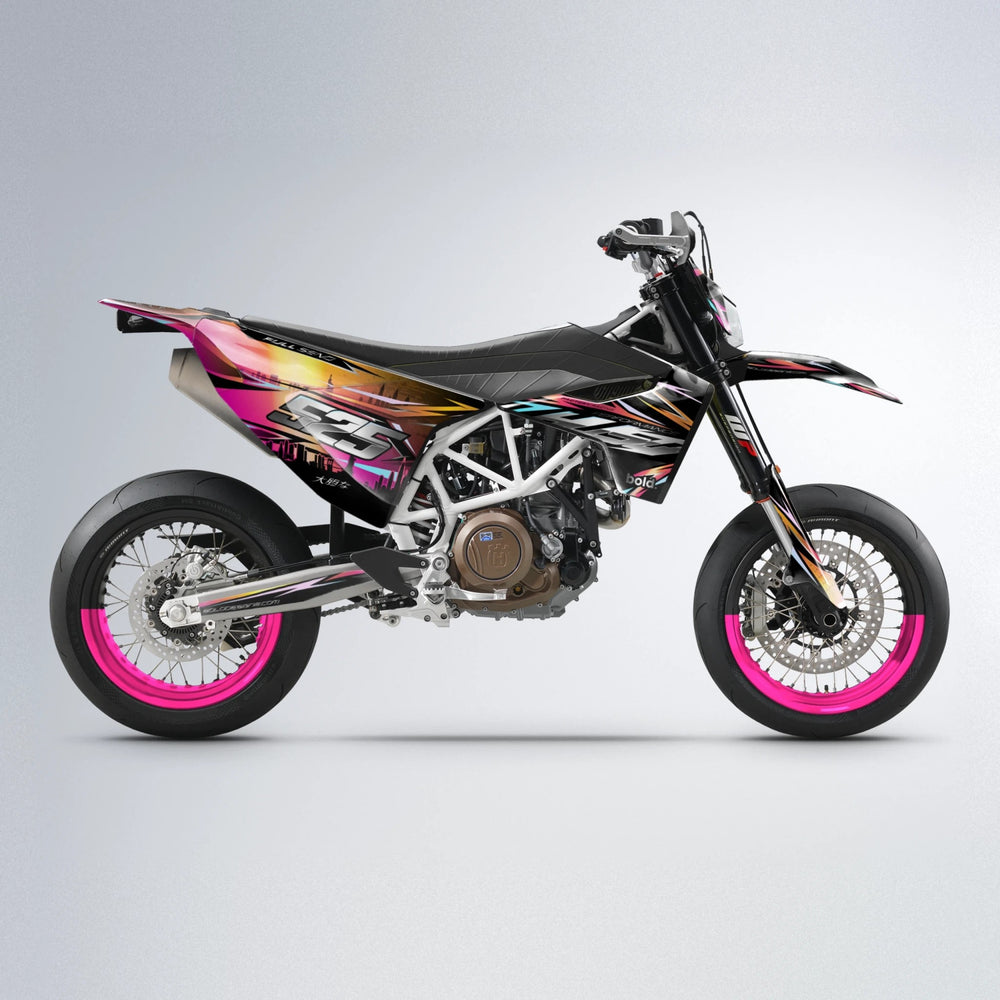 ADVANCE Husqvarna 701 supermoto graphics kit in Pink & Yellow
