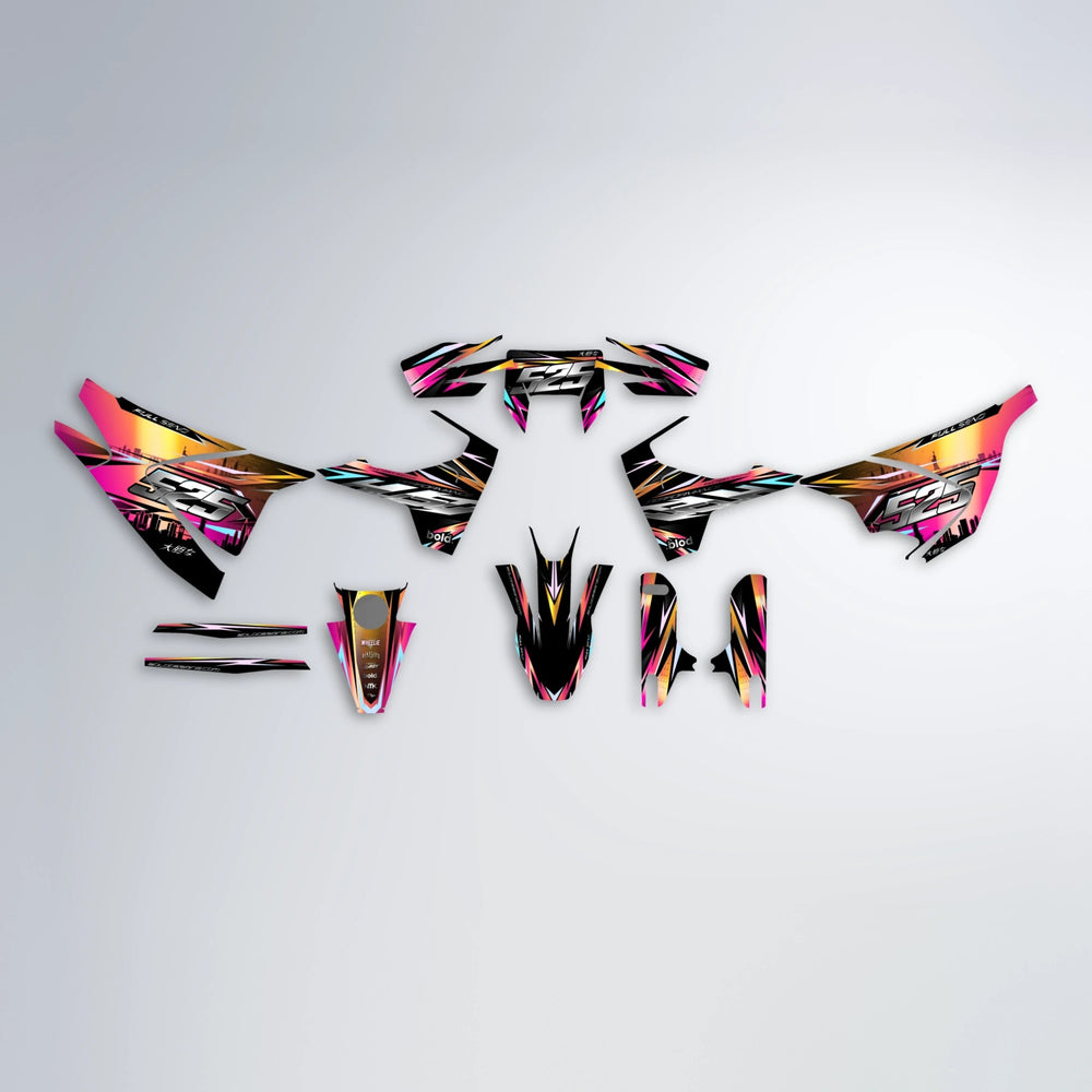 ADVANCE Husqvarna 701 graphics kit parts layout in Pink & Yellow