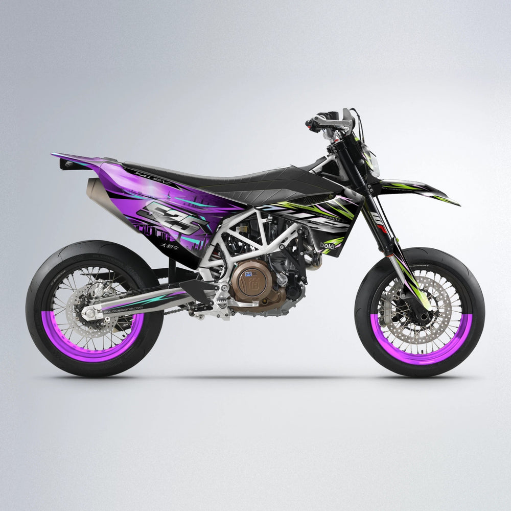 ADVANCE Husqvarna 701 supermoto graphics kit in Purple & Yellow