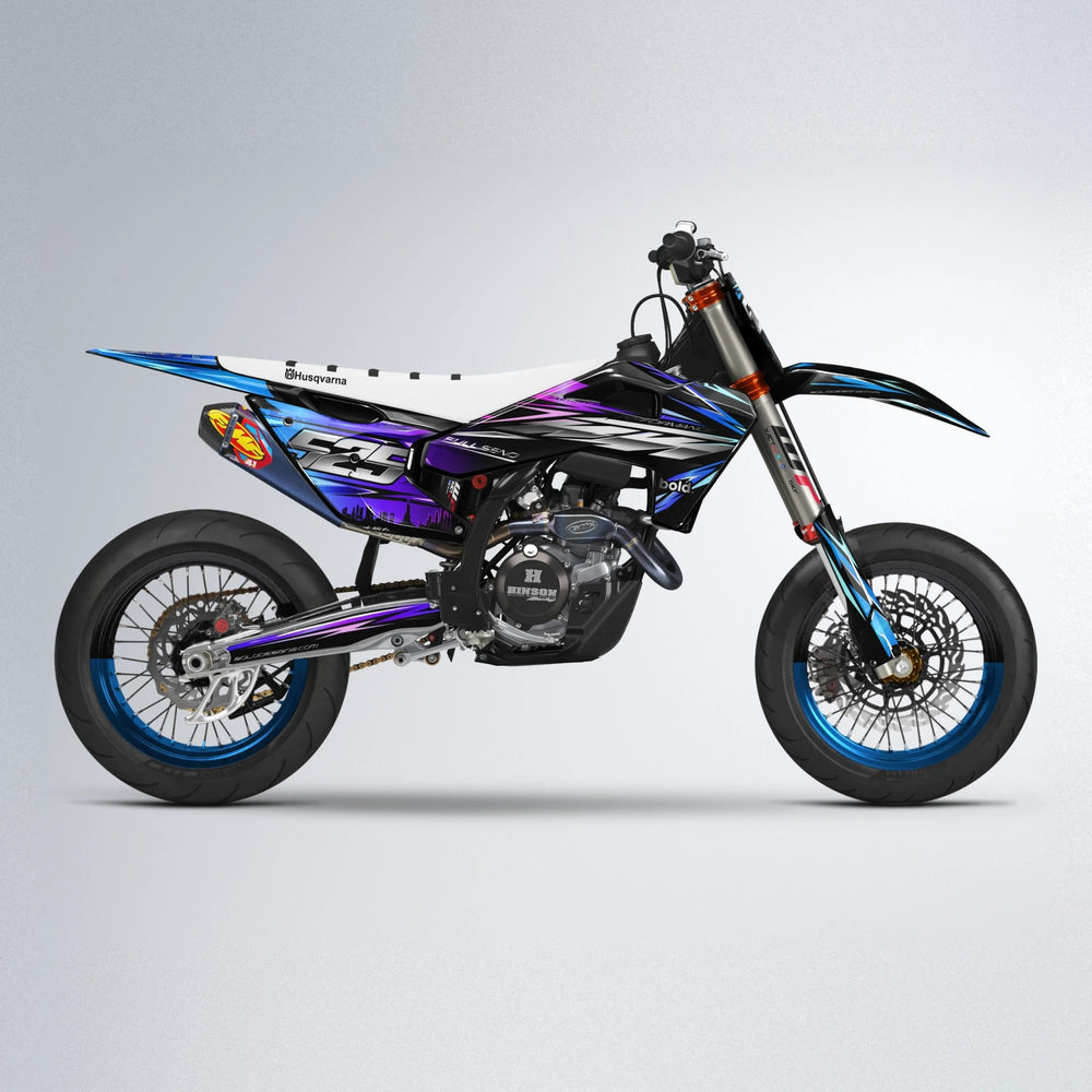 ADVANCE Husqvarna FE/TE supermoto graphics kit in Blue Purple Fade