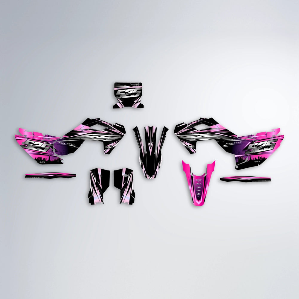ADVANCE Husqvarna FE/TE graphics kit parts layout in Flamingo