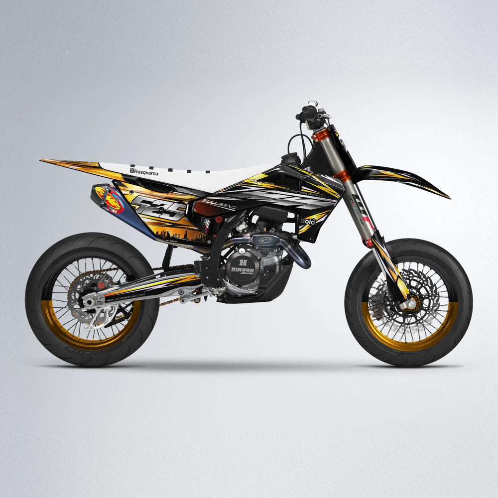 ADVANCE Husqvarna FE/TE supermoto graphics kit in Orange & Yellow