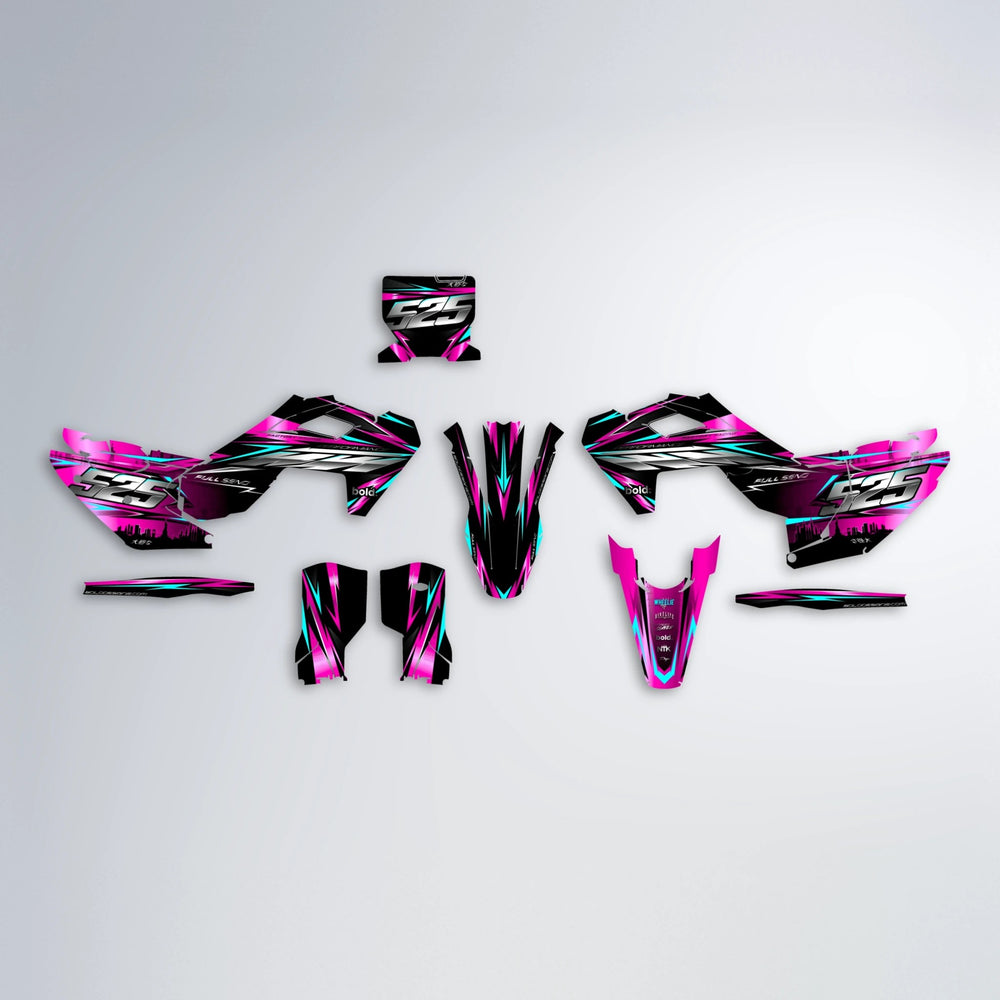 ADVANCE Husqvarna FE/TE graphics kit parts layout in Pink