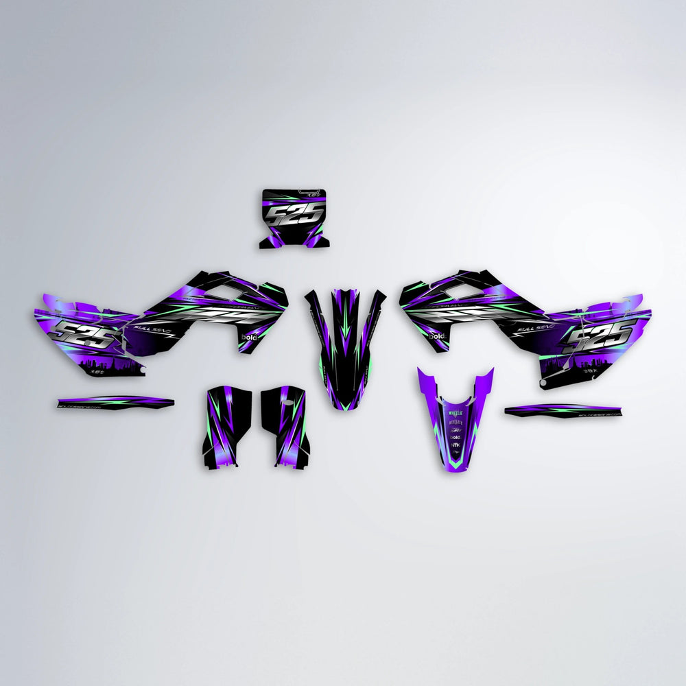 ADVANCE Husqvarna FE/TE graphics kit parts layout in Purple