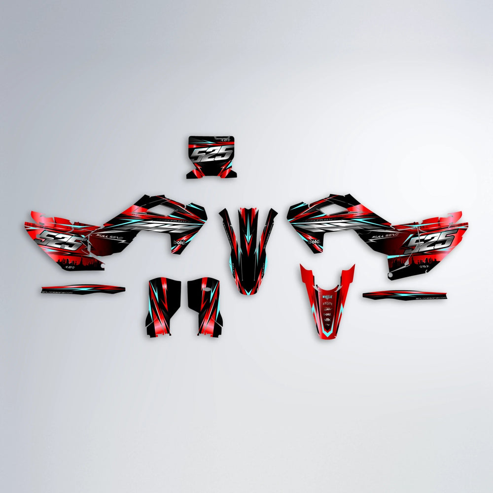 ADVANCE Husqvarna FE/TE graphics kit parts layout in Red