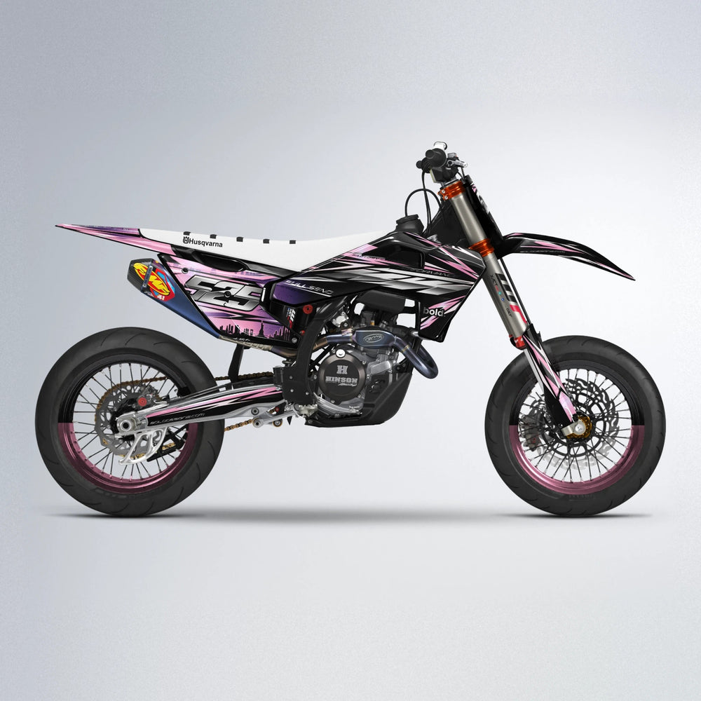ADVANCE Husqvarna FE/TE supermoto graphics kit in Sakura Pink
