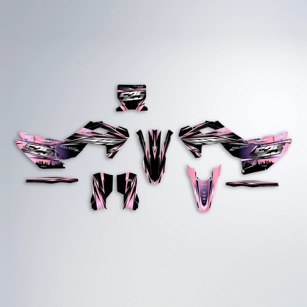 ADVANCE Husqvarna FE/TE graphics kit parts layout in Sakura Pink