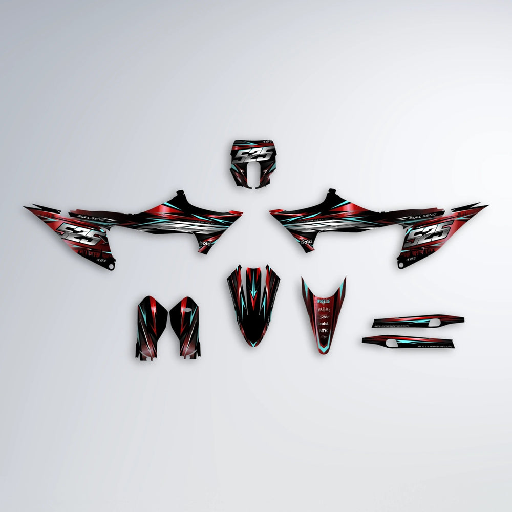 ADVANCE Stark Varg MX graphics kit parts layout in Black & Red