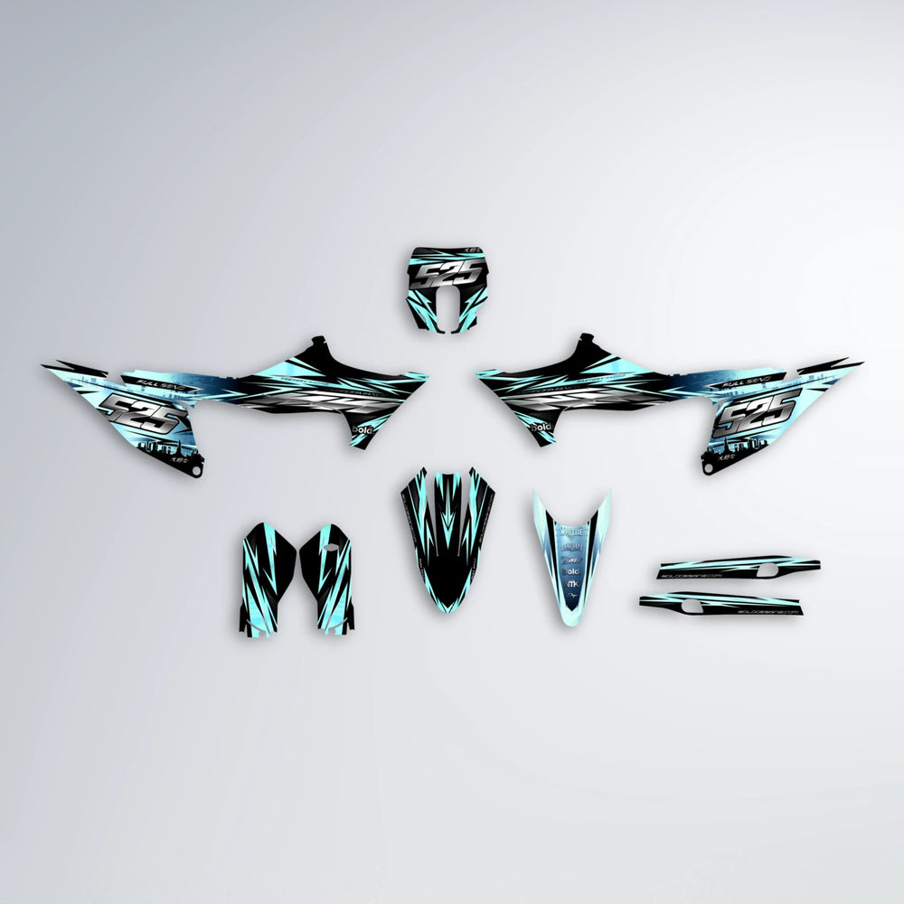 ADVANCE Stark Varg MX graphics kit parts layout in Mint
