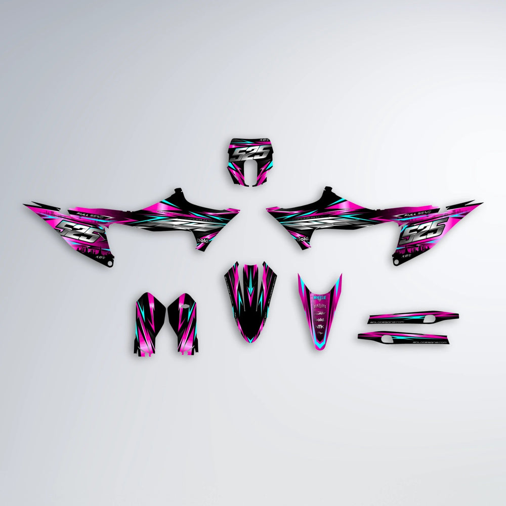 ADVANCE Stark Varg MX graphics kit parts layout in Pink