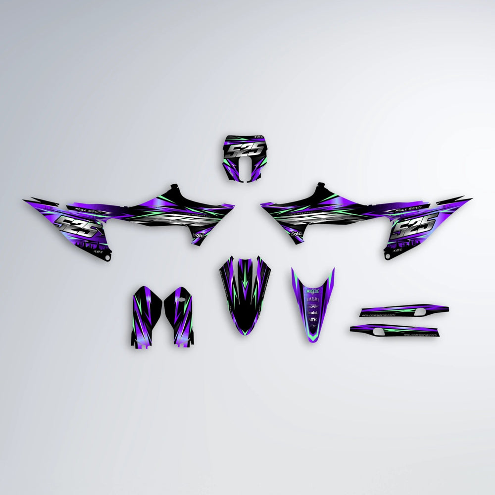 ADVANCE Stark Varg MX graphics kit parts layout in Purple