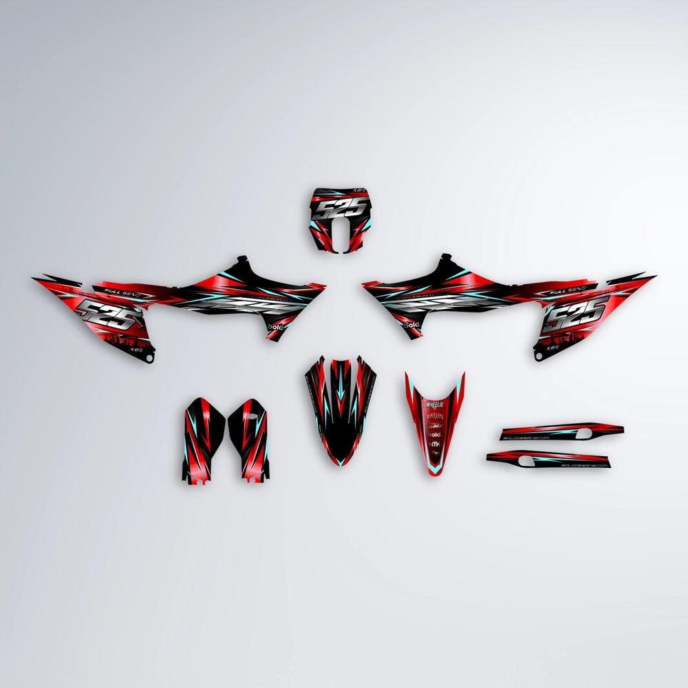 ADVANCE Stark Varg MX graphics kit parts layout in Red