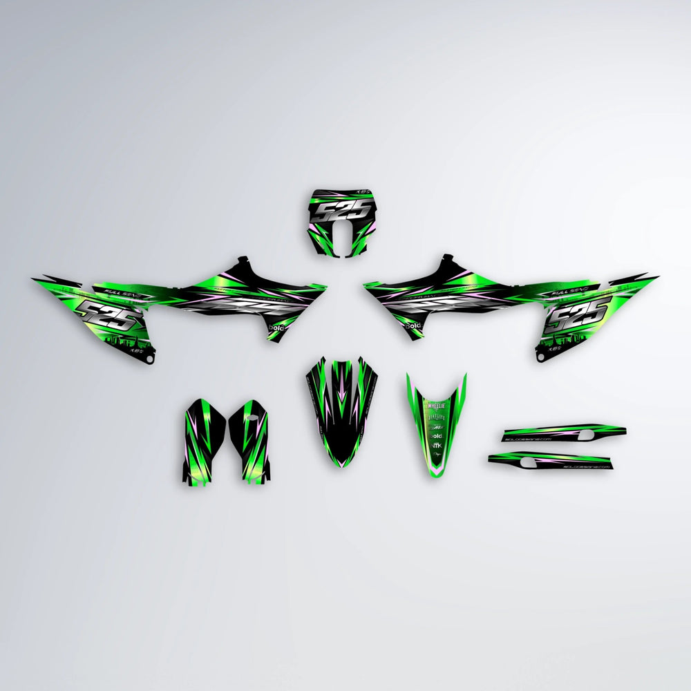 ADVANCE Stark Varg SM graphics kit parts layout in Green