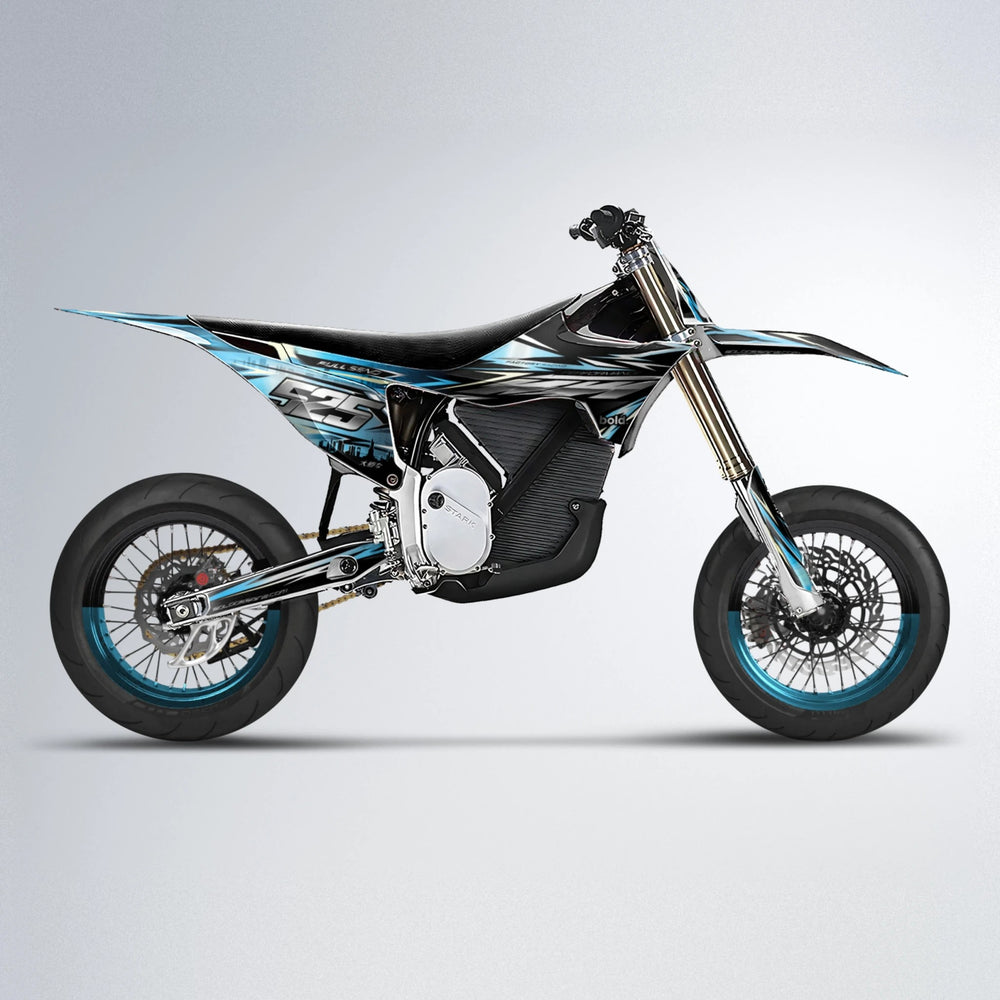 ADVANCE Stark Varg SM supermoto graphics kit in Light Blue & White